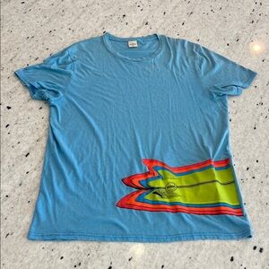 Hollister Light Blue Tee with Colorful Surf Board Graphic